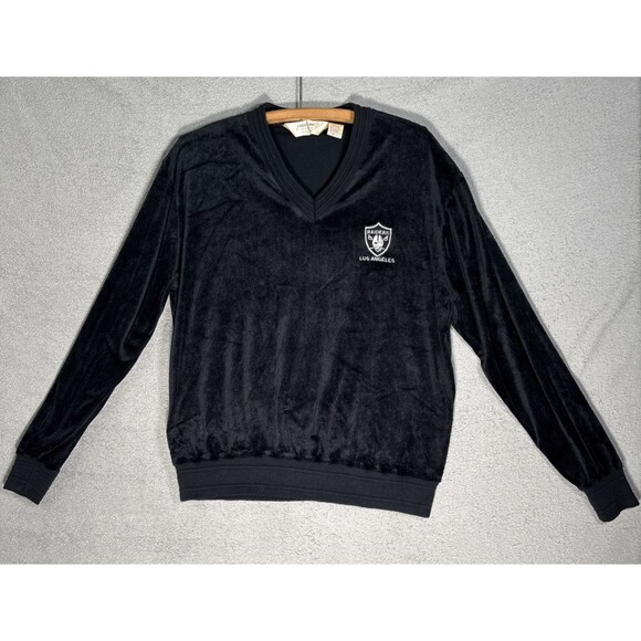 Vintage 80s Los Angeles Raiders Sweater Men’s Size L Velour Logo 7 Oakland LA - Picture 1 of 14